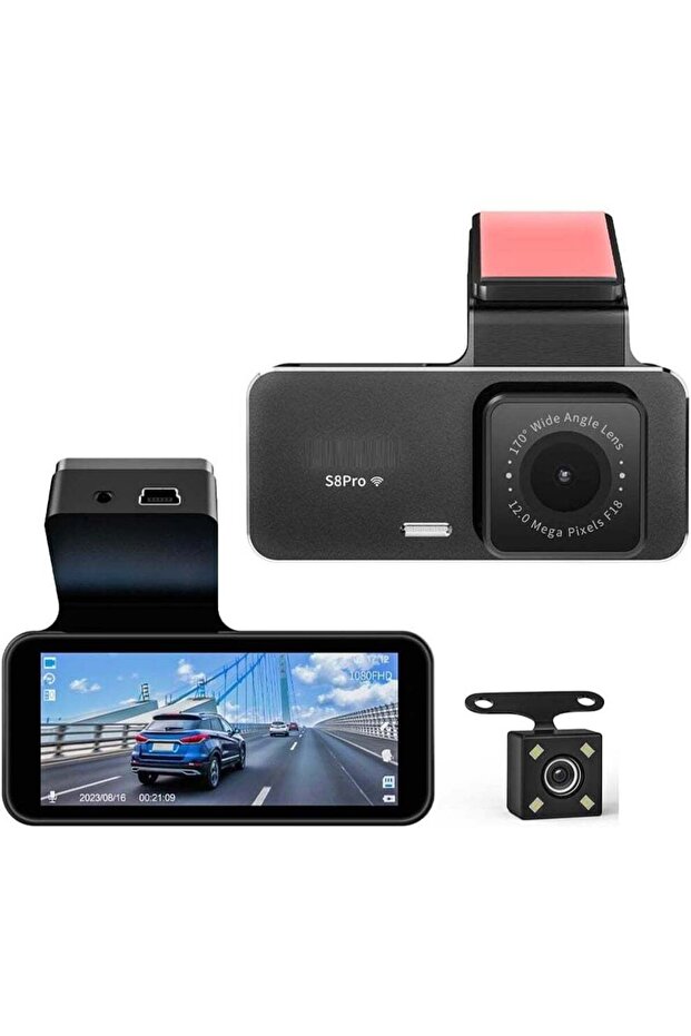 2K + 1080P Dual Dash Cam | Front & Rear Car Camera with WiFi, Parking Mode, Night Vision, Loop Recording & G-Sensor | Supports 256GB Card, Wide-Angle Lens for Safe Driving
