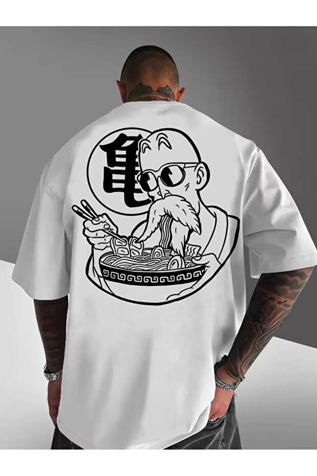 Unisex Noodle Printed Oversize Crew Neck T-Shirt