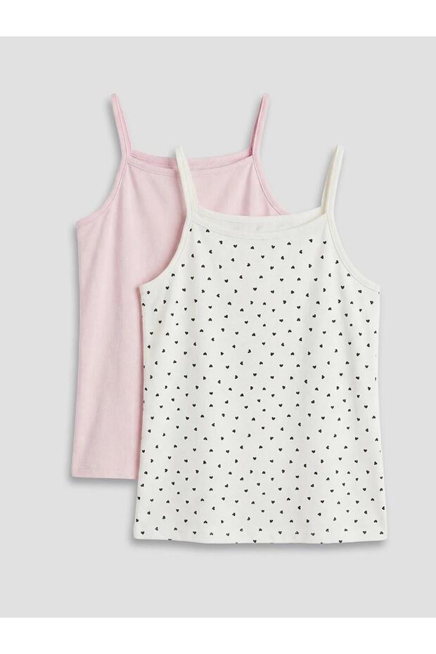 Square Neck Strap T-Shirt for Girls, 2-Pack (S6)