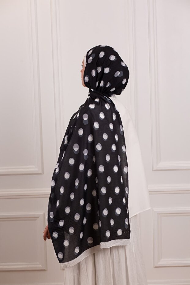 Polka Dot Patterned Muslin Shawl - 7