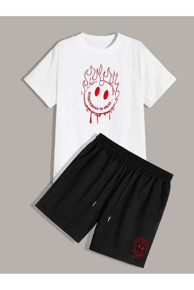 Unisex Oversize Shorts Set Short Sleeve T-Shirt Comfortable Fit Summer Casual Sports