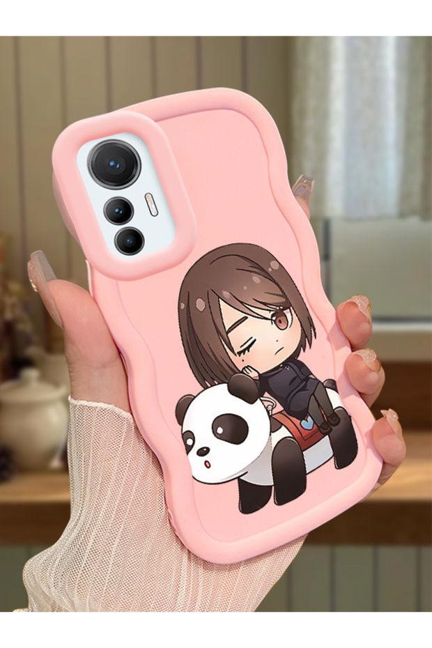 Mi 12 Lite Compatible Case Camera Protective Pink Silicone Couple Phone Case Panda Pattern
