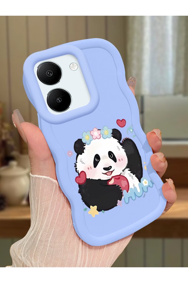 Vivo Y27S Compatible Case Camera Protector Blue Silicone Couple Phone Case Panda Pattern