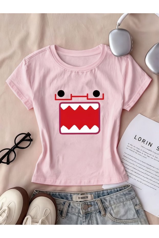 Kemer Boy Domo Kun Wombat Glasses Characters Crop Blouse