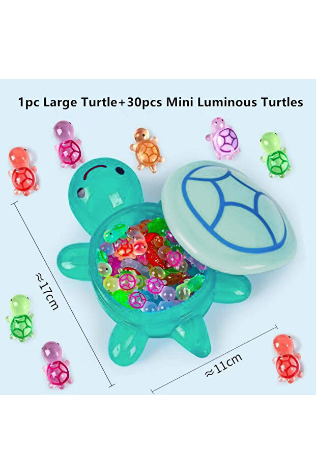 BL1 1PC Night Glow Large Turtle+Mini Luminous Turtles Figurines Resin Craft Glowing Turtle Storage O