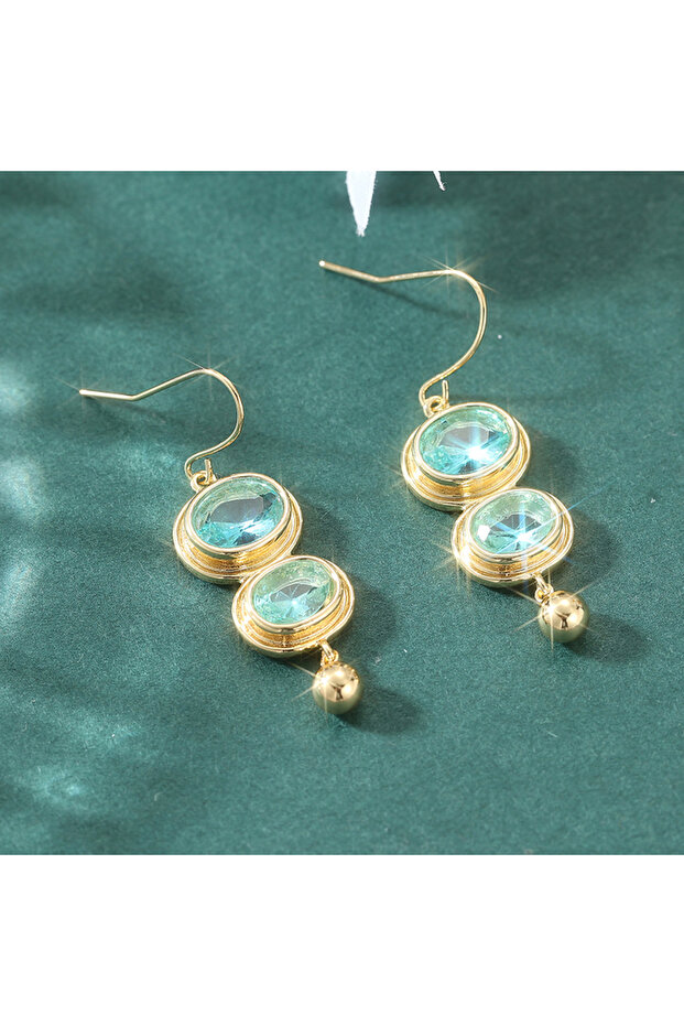 A984-1 Elegant Oval Synthetic Moonstone Drop Hook Earrings Exquisite Fashion Golden Plated Dangle Ea