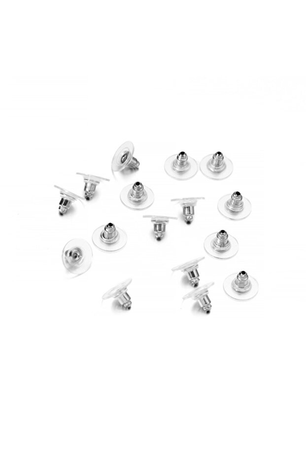 100pcs Rhodium 100Pcs Earring Backs Post Nuts Silicon Earnuts Stud Earring Back for DIY Jewelry Mak