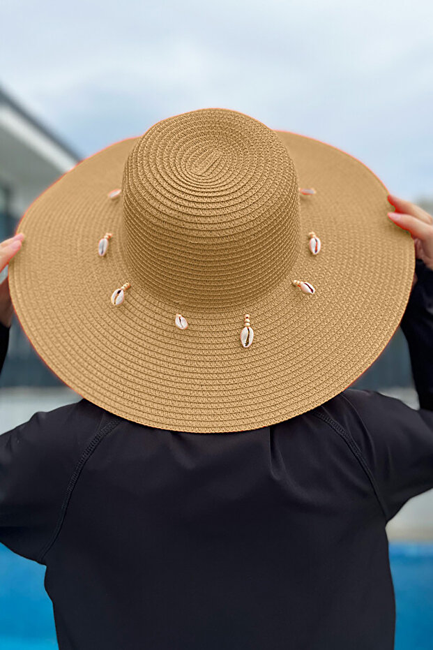 Seashell Straw Beach Hat Rms-Rş-52-26 Camel