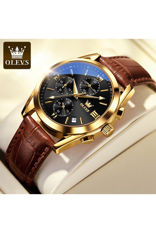 Yes Gold Black OLEVS 2872 Mens Watch Fashion Casual Original Wristwtach Waterproof Luminous Wristwat