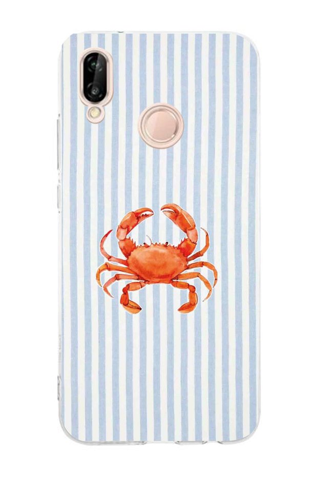 Huawei P20 Lite Compatible Crab Pattern Transparent Phone Case