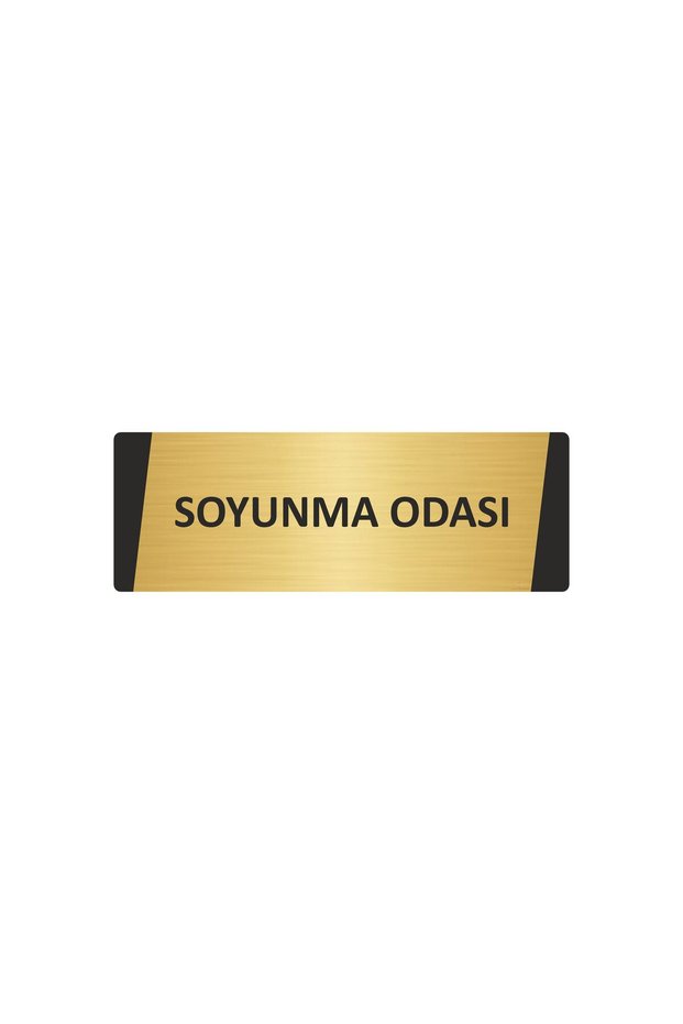 Soyunma Odasi Metal Warning Sign 7X20 cm Gold Color