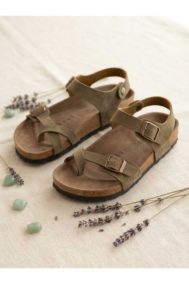 Women's Anatomical Cork Sole Double Buckle Flip-Flop Casual Sandals
