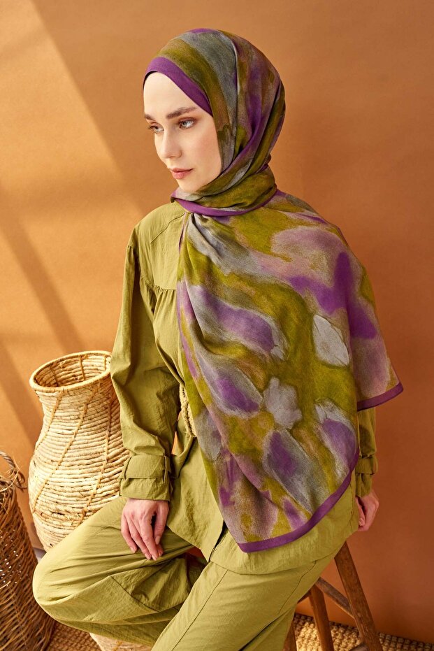 Riva Shawl Tencel Cloud Oil Green