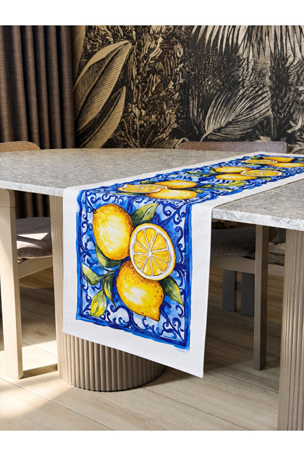 Lemon Flower Modern Decorative Printed Runner 1 Piece 40X140Cm (Skr-70)