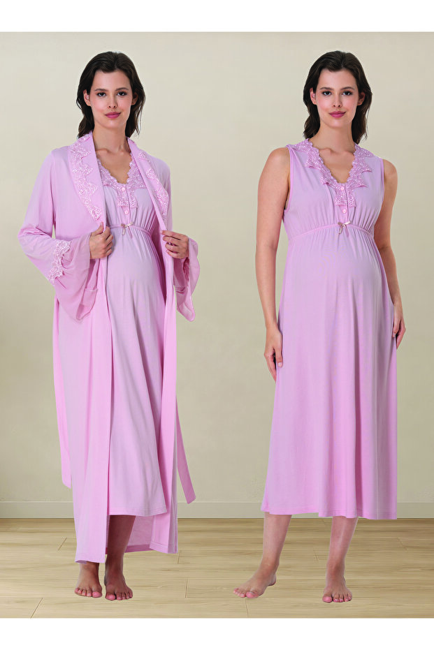 Maternity Pajama Set with Zero Sleeve Breastfeeding Feature