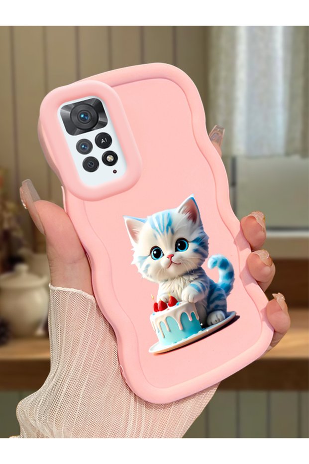 Redmi Note 11 Pro 5g Compatible Case Camera Protector Pink Silicone Couple Phone Case Cat Pattern