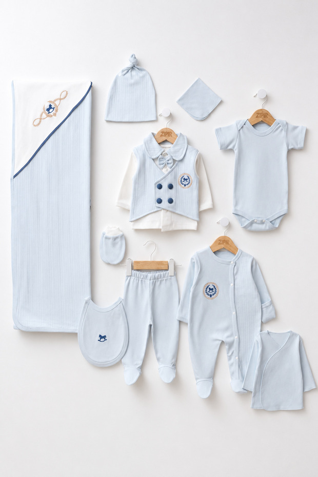 10-Piece Hospital Discharge Set with Bow Tie and Vest, Cotton Newborn Baby Set with Blanket