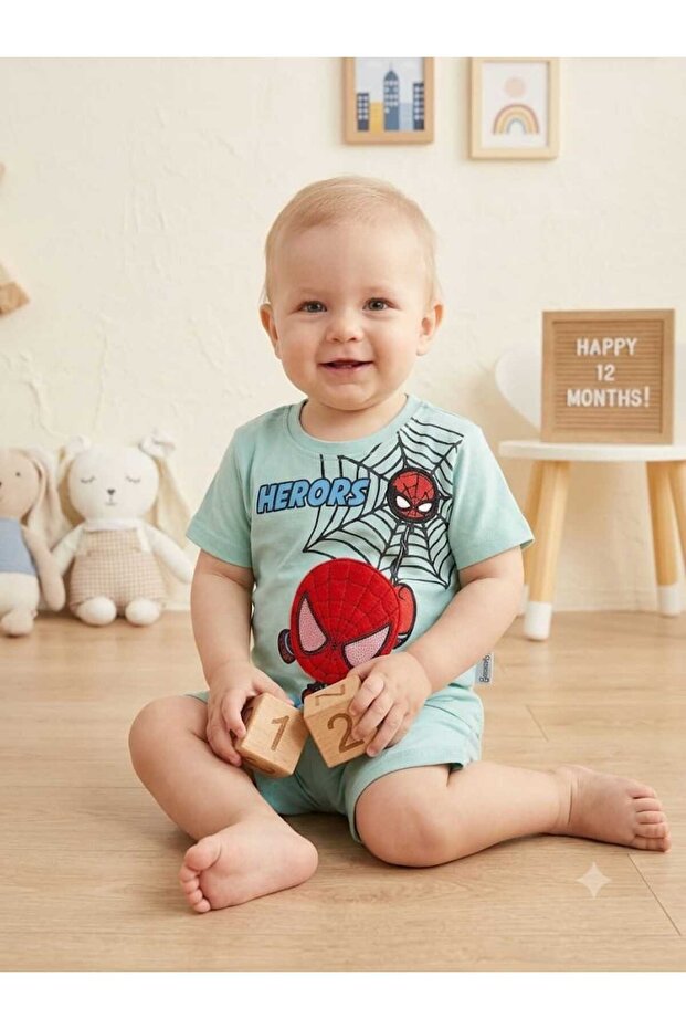 Baby Boy 3D Embroidered Embossed Top and Bottom Summer Baby Set