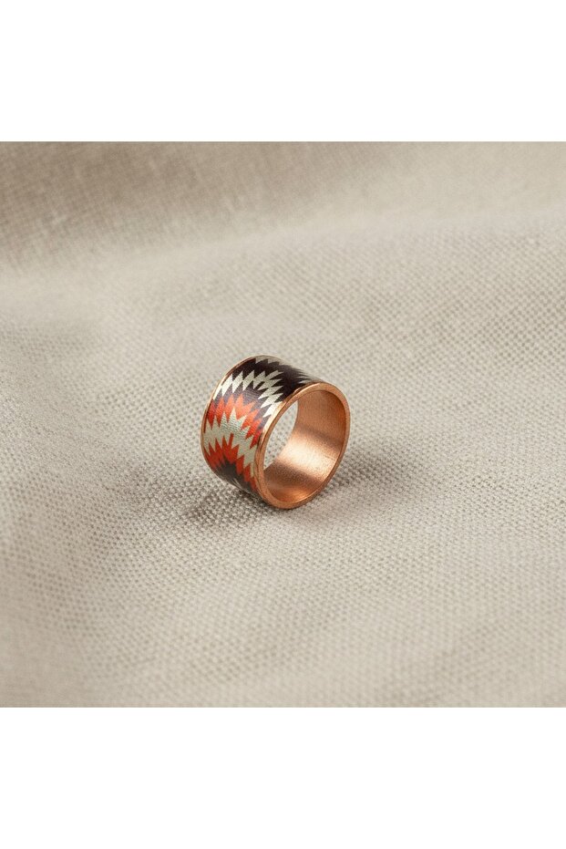 New Series Copper Beige Brown Simple Patterned Wide Form Adjustable Ring