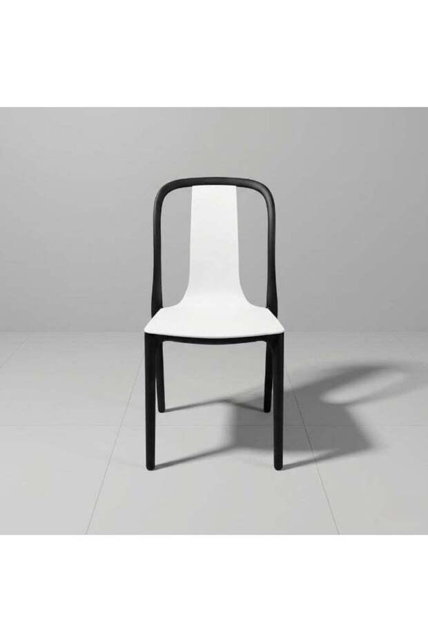 Marcolo Verona Chair, Modern Two-Tone Plastic Dining Chair, Ergonomic Curved Backrest, Lightweight & Durable Indoor/Outdoor Chair for Kitchen, Dining Room, Café & Patio (White & Black)
