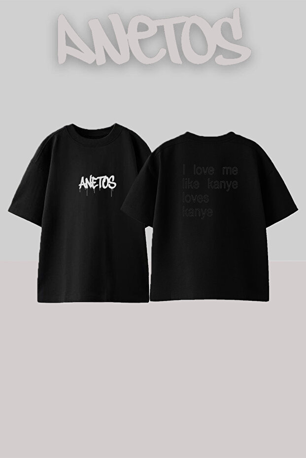 Kanye West_35 Design Printed Unisex Oversize Black Tshirt