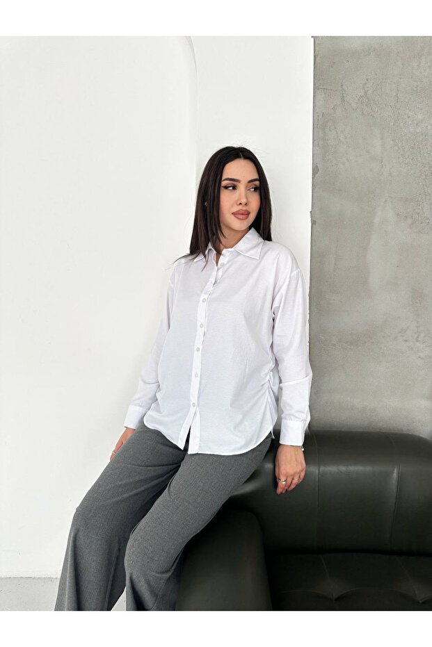 Women's Basic Shirt – Comfortable Fit Buttoned Long Sleeve Casual Shirt