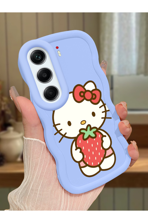 Tecno Camon 40 Compatible Case Camera Protector Blue Silicone Couple Phone Case Kitty Pattern