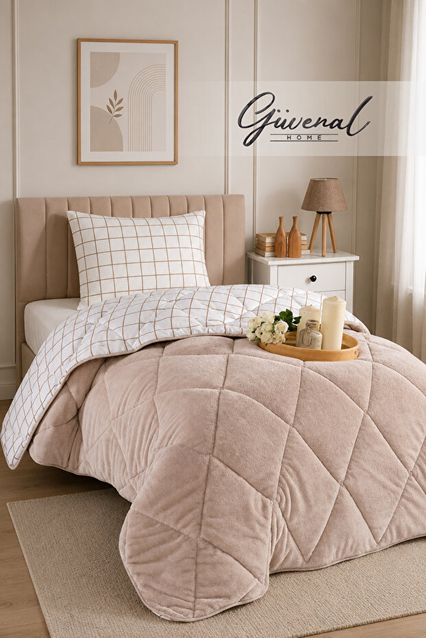 Tuana | Wellsoft Double-Sided Single-Person Quilt with Pillowcase | Bedspread | Quilt | Pillowcase | Dowry | Sleep