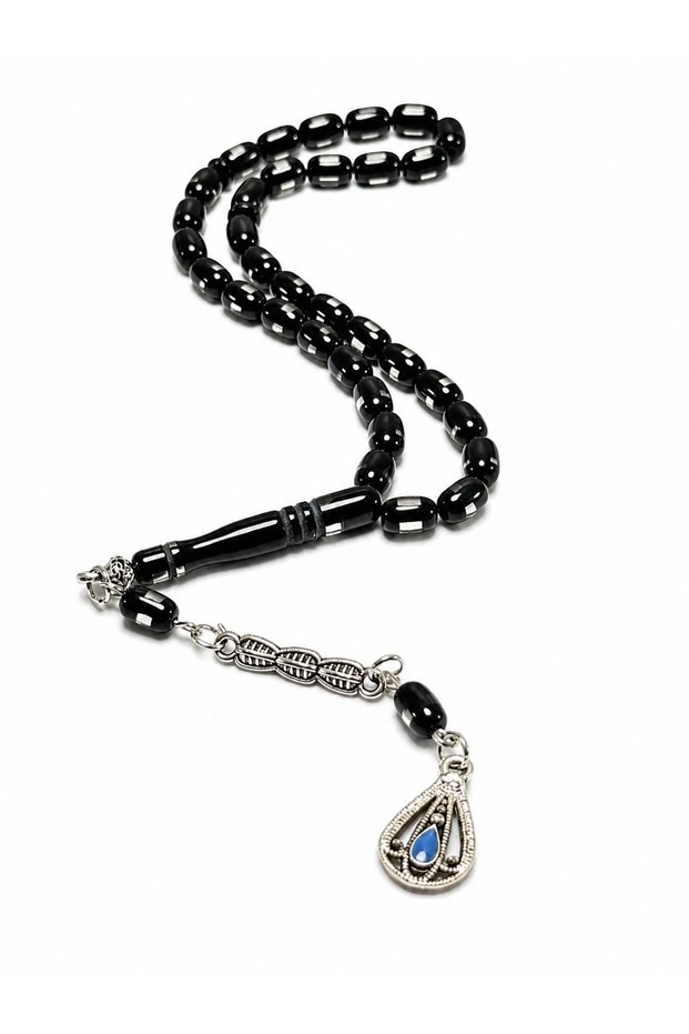 Ankle Length Vermeil Capsule Cut Powder Amber Prayer Beads Silver Color with Tassels