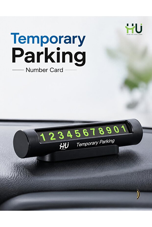 Temporary Parking Card Dashboard Plate – Aluminium Alloy, Luminous Numbers & Privacy Hide Design