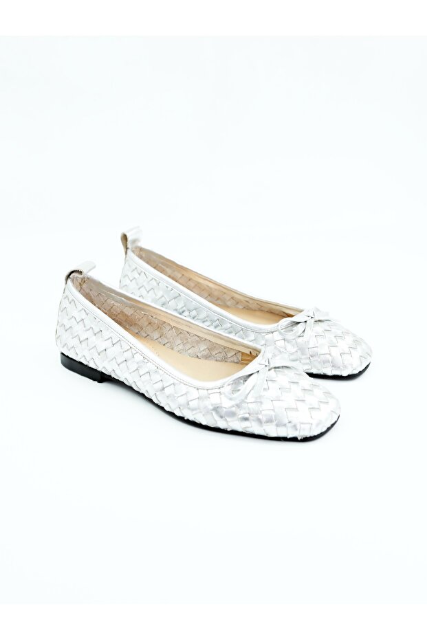 Women's Genuine Leather Ballerinas Silver