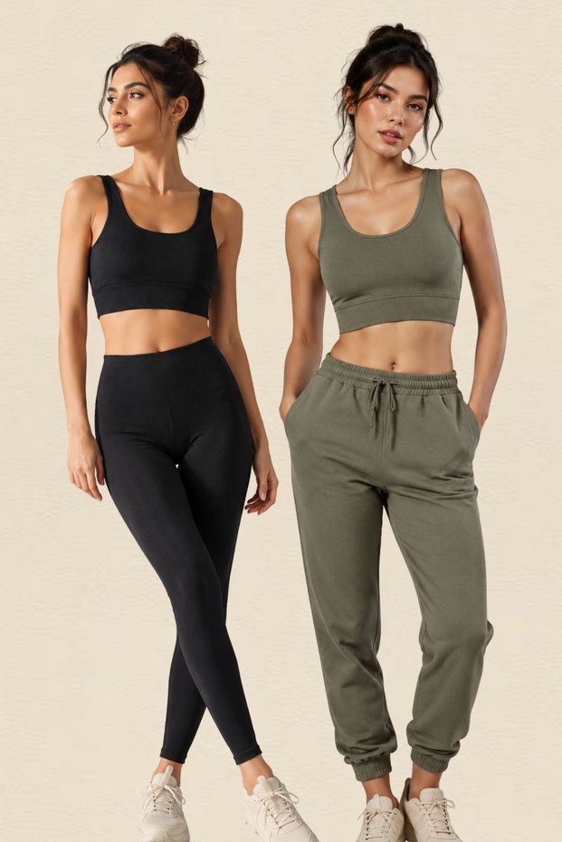 Women's 2-Pack Thick Straps Padded Ribbed Diver Camisole Sports Bra Bralette Stretchy Comfortable Daily Yoga Fitness Pilates Support Seamless Look Crop Top Strappy Sports Top