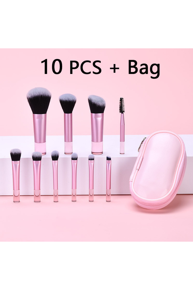 10 PCS And Bag 10 Pcs Travel Makeup Brush Set Mini Makeup Brushes Travel Size Small