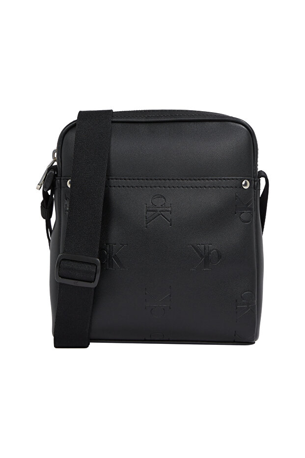 Men Black Textured Sling Bag