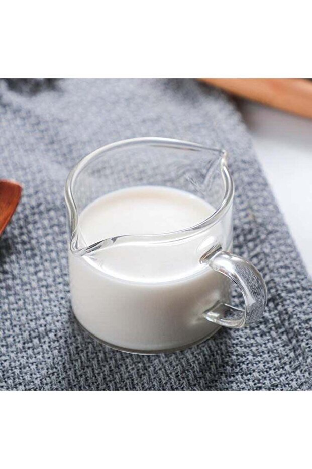 Milk Coffee Double Mouth Sharing Measuring Cup Clear 8.5x7.5cm