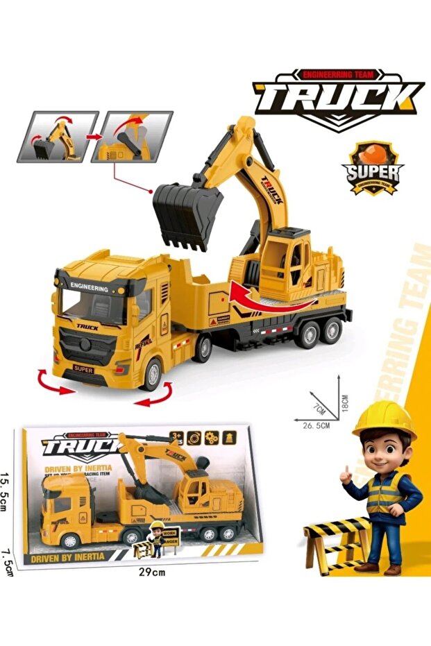 27cm Unbreakable Engineering Machinery Truck Crane Bucket Work Vehicles Construction Set Excavator
