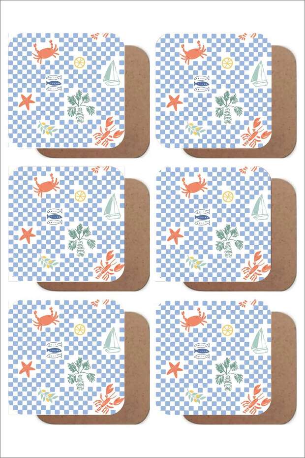 Mediterranean Breezes Themed Set of 6 Mdf Uv Printed Coasters – Colorful Modern Design