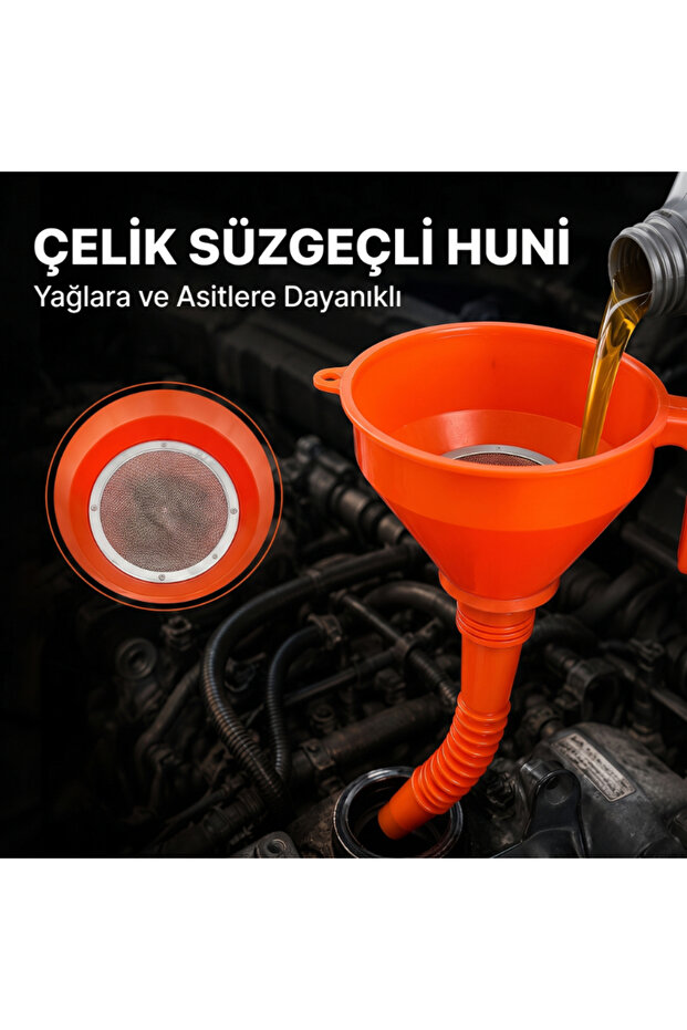 Funnel with Steel Strainer - Spiral and Fixed Pipe - 2.2 Liter Capacity