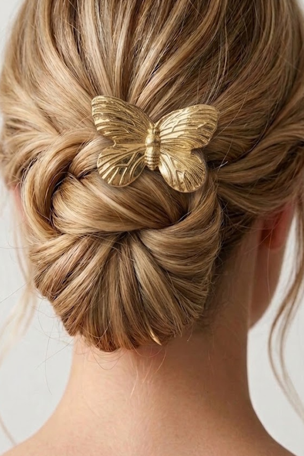 Gold Color Butterfly Metal Knob Buckle