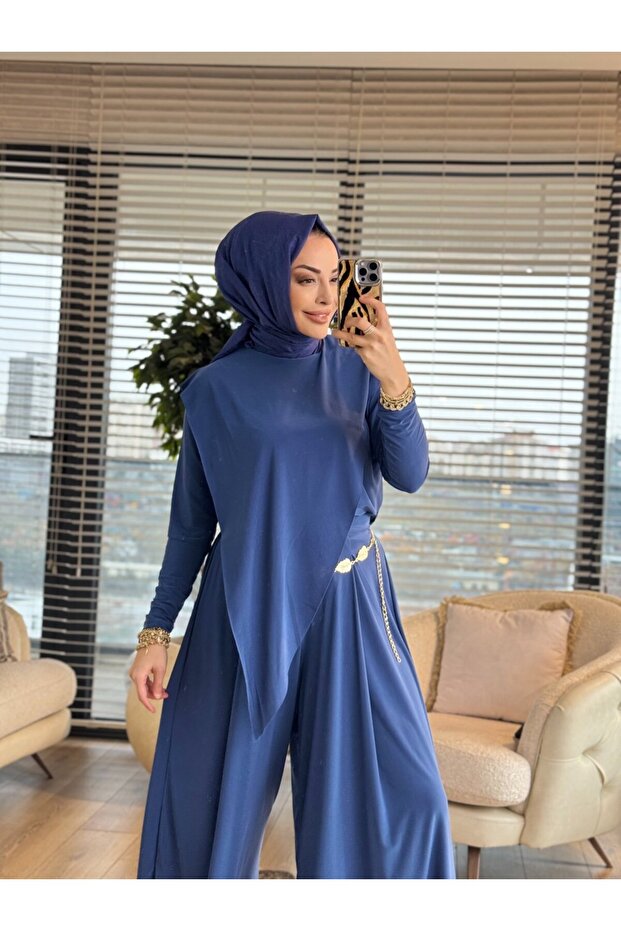 4214 طقم إيريم غير متماثل باللون النيلي