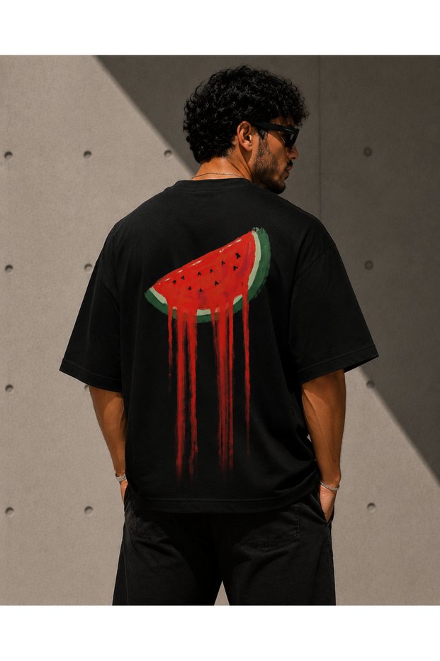 Palestine Watermelon Printed Oversize Unisex T-Shirt – Minimal Streetwear Graphic Design
