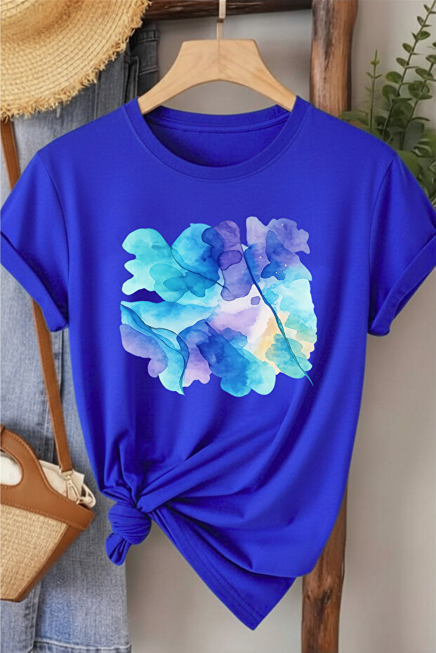 Pastel Flower Design Printed Women's Cotton T-Shirt