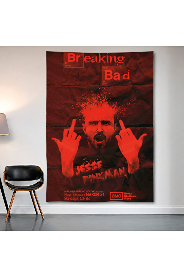 Breaking Bad - Jesse Pinkman Wall Covering Wall Tapestry First Quality Satin Fabric Poster