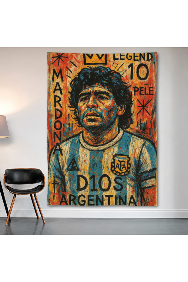 Diego Maradona Argentina Wall Covering Wall Tapestry First Quality Satin Fabric Poster