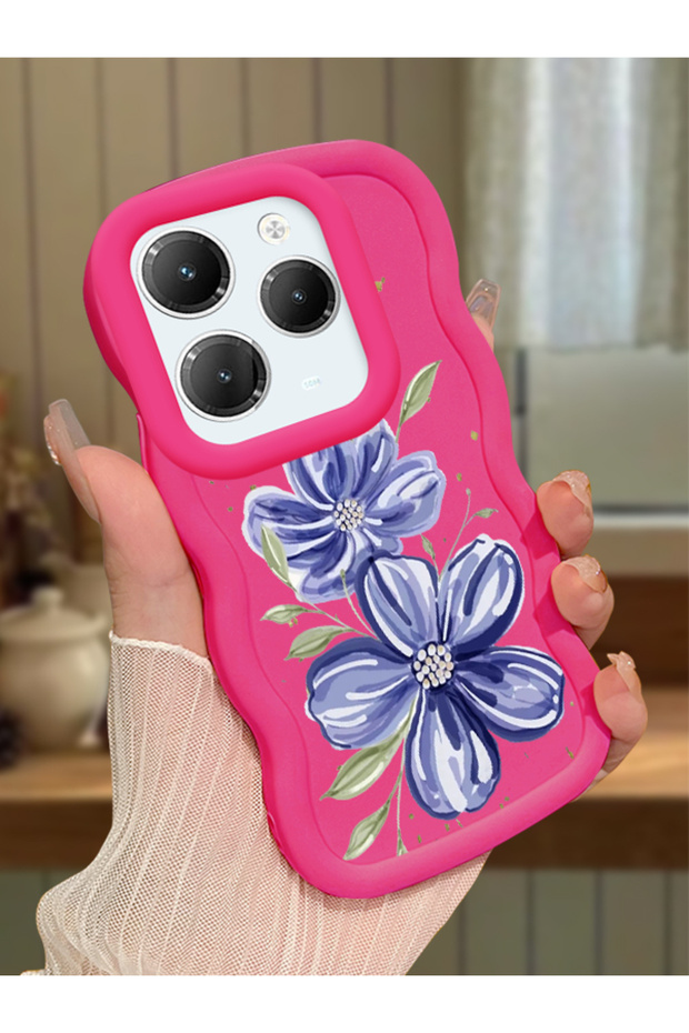 Infinix Hot 40 Pro Compatible Case Camera Protector Red Silicone Couple Phone Case Floral Pattern