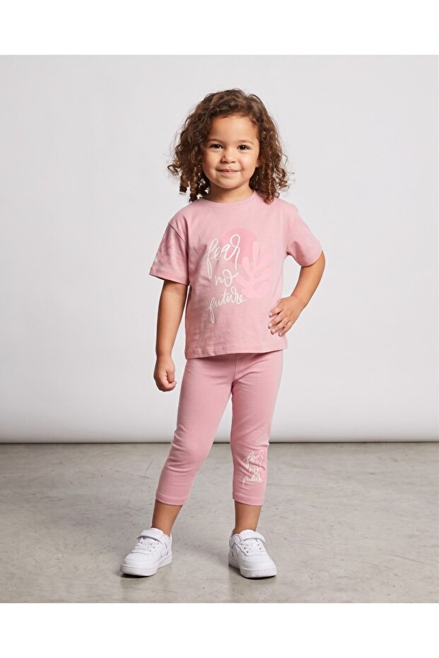 Girl's Summer Capri Leggings Set for Ages 4-5-6-7-8, Summer 2-Piece Top and Bottom Set with Capri Leggings