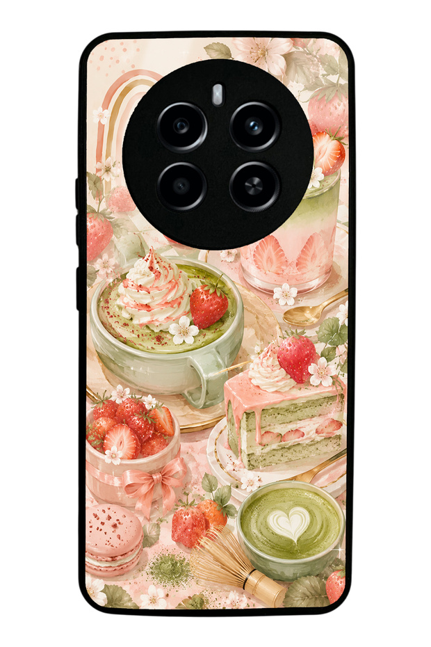 Realme 12 Pro Blush Matcha Garden Design Glossy Phone Case