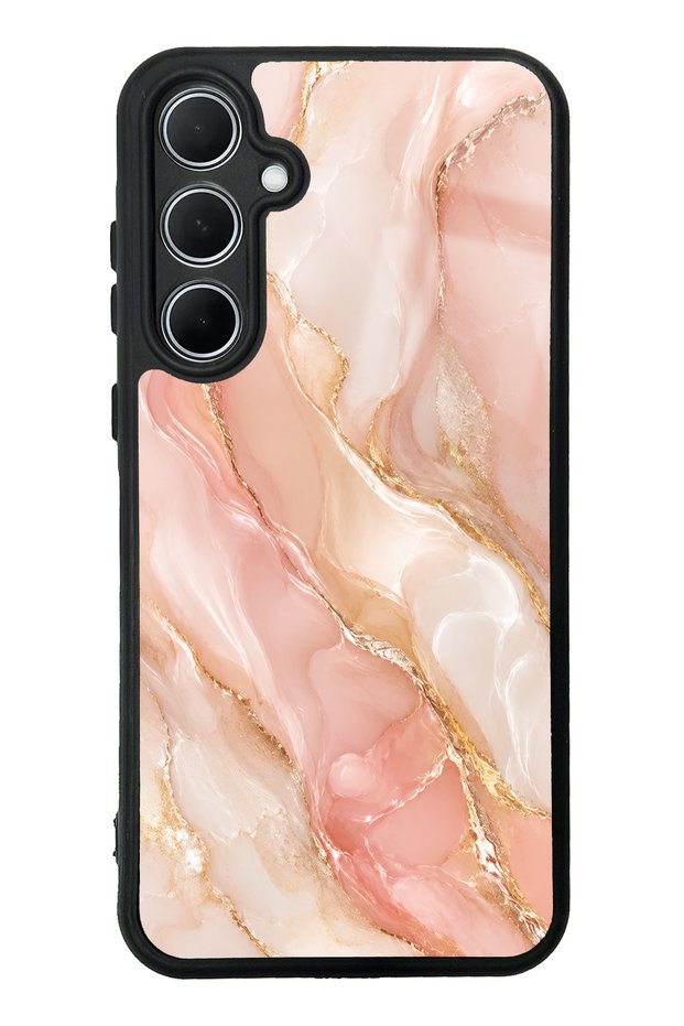 Samsung A35 Blush Gold Marble Design Glossy Phone Case