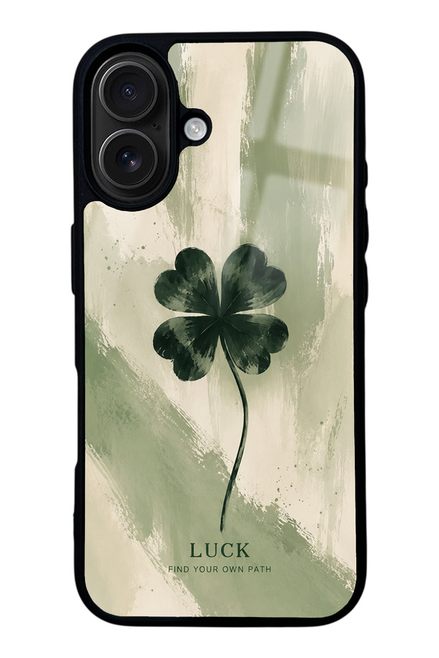 iPhone 16 Glossy Phone Case with Lucky Sage Clover Design