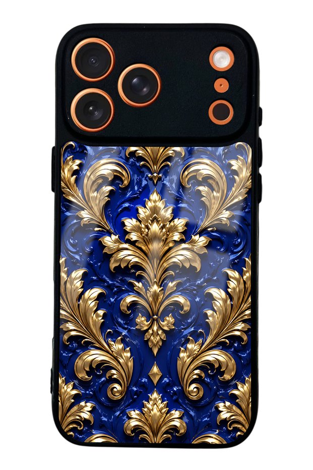 iPhone 17 Pro Max Royal Sapphire Baroque Design Glossy Phone Case